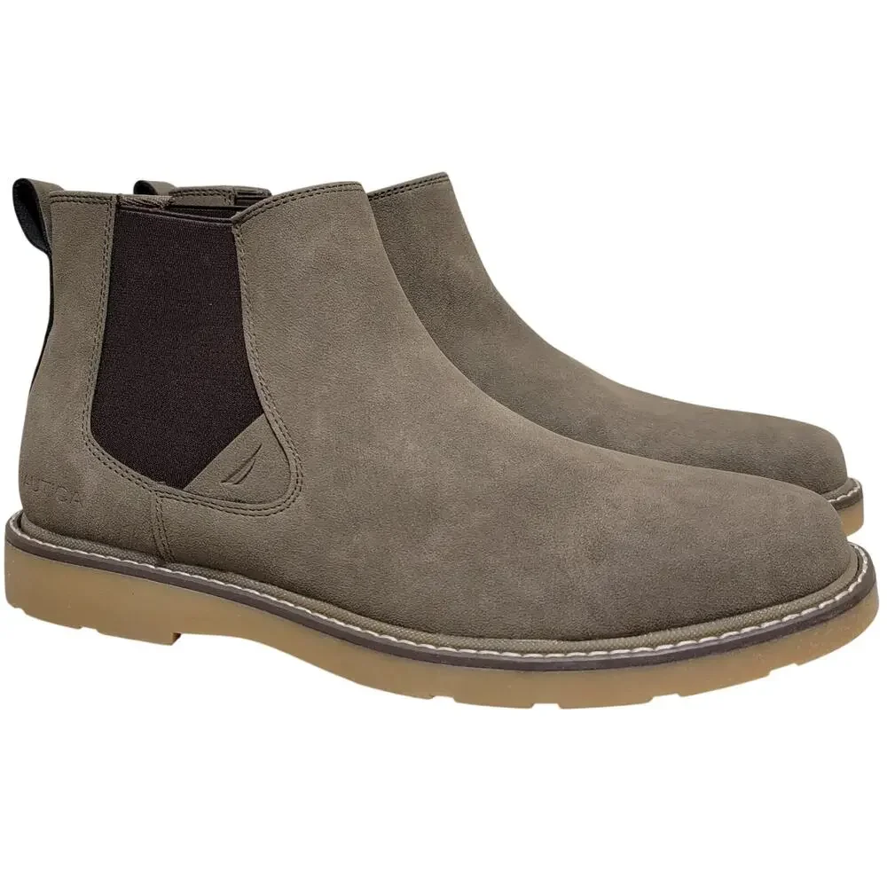 Nautica Men Grandt Casual Chelsea Boots Size US 10 Mushroom Brown Faux Leather